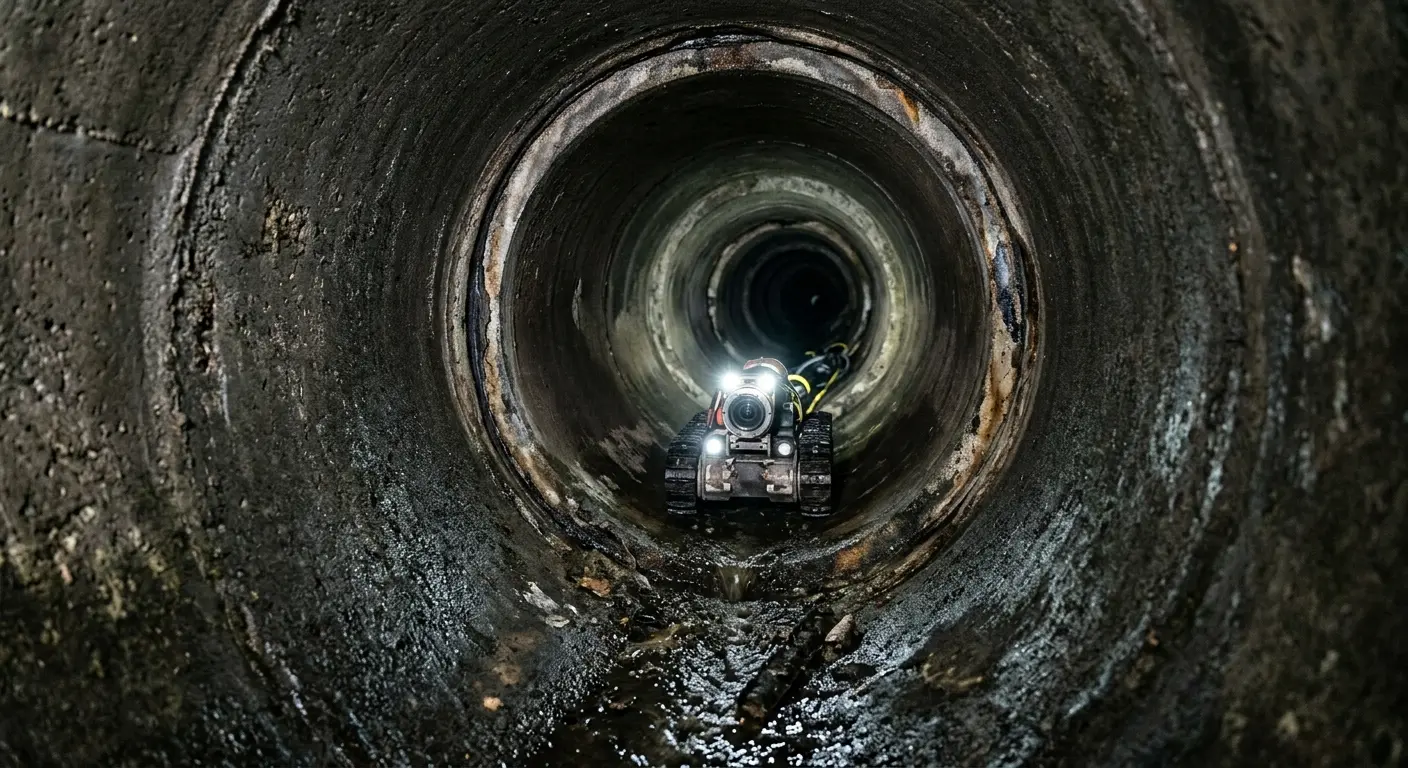 Robotic sewer camera inspecting pipe interior for Sewer Line Repair in Frankenmuth